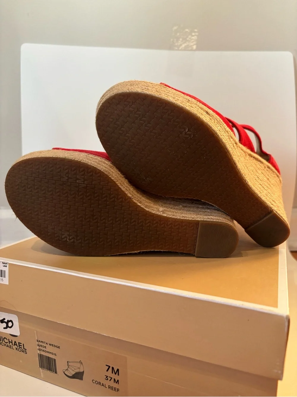 Michael Kors Damita Wedge suede in coral, 7M